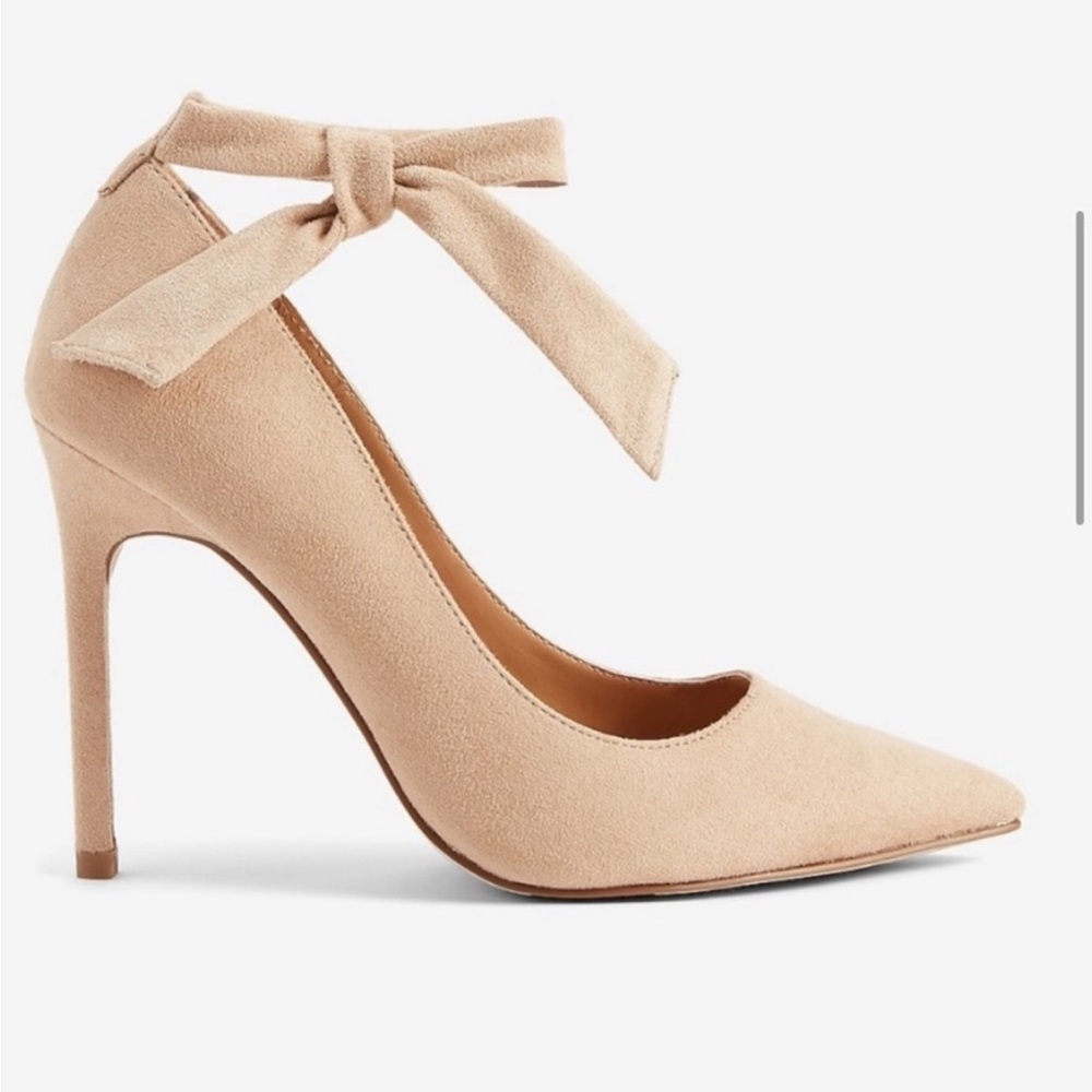 Express nude suade tie up heels
